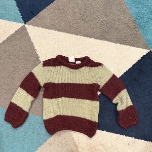 Zara Kids Striped Burgundy and Beige Sweater PUNK 4T Halloween Freddy